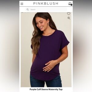 Purple Cuff Sleeve Maternity Shirt